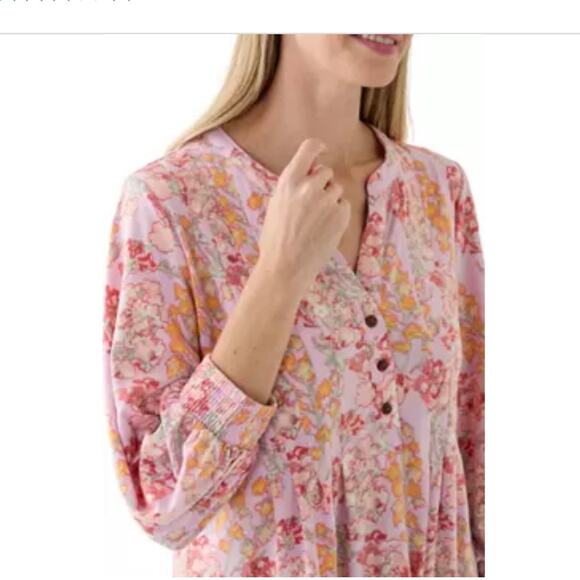 Wonderly Top Size 1X Purple Lilac Floral Boho Whimsical Prairie Flowy - Picture 4 of 15